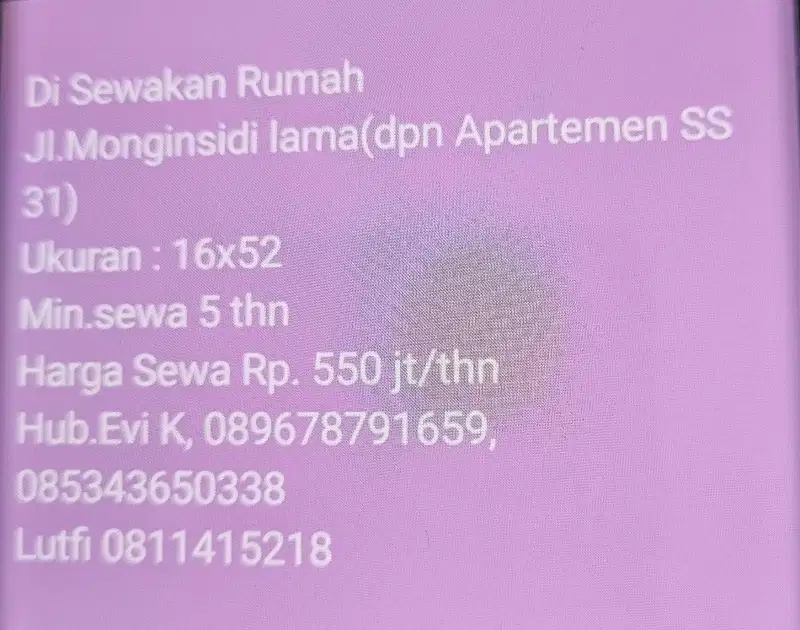 Disewakan penginapan di Jl. Monginsidi Lama Makassar