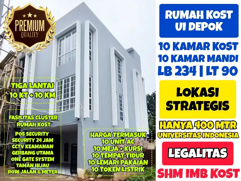 Rumah Kost Full Furnish Siap Sewa 10 KT10 KM SHMIMB KOST Dkt UI DEPOK