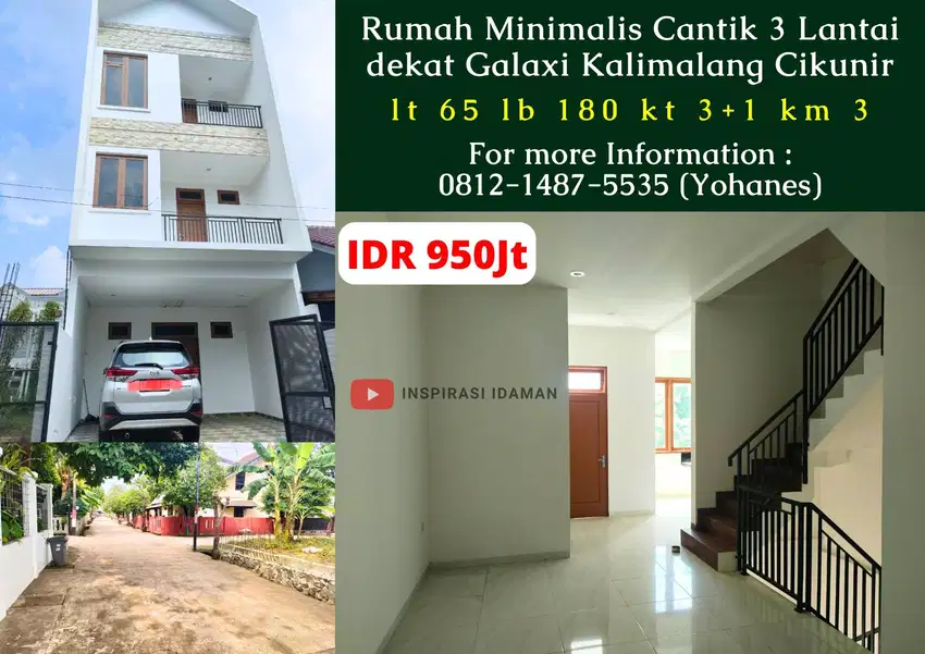 Jual Cepat Rumah Minimalis 3 Lantai dekat Galaxi Kalimalang Cikunir