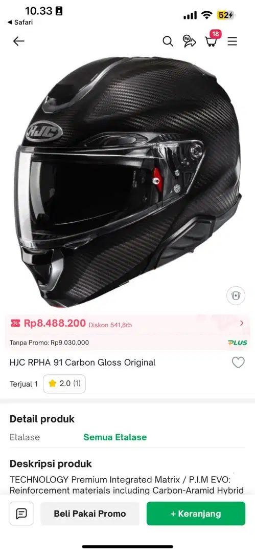 Helm HJC Modular Carbon Cevlar RPHA91s