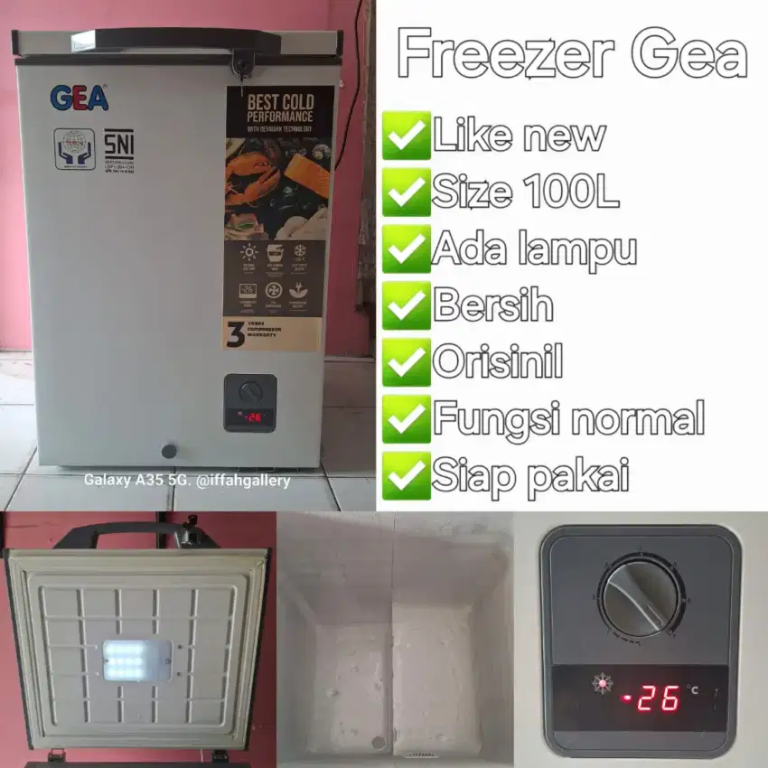 Freezer Box Gea 100 Liter Like New Orisinil Bersih Siap Pakai