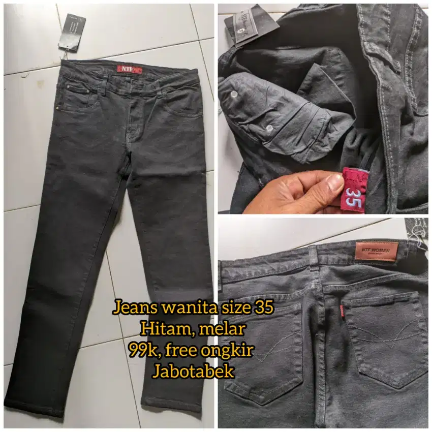 Celana jeans wanita size 35 hitam stretch