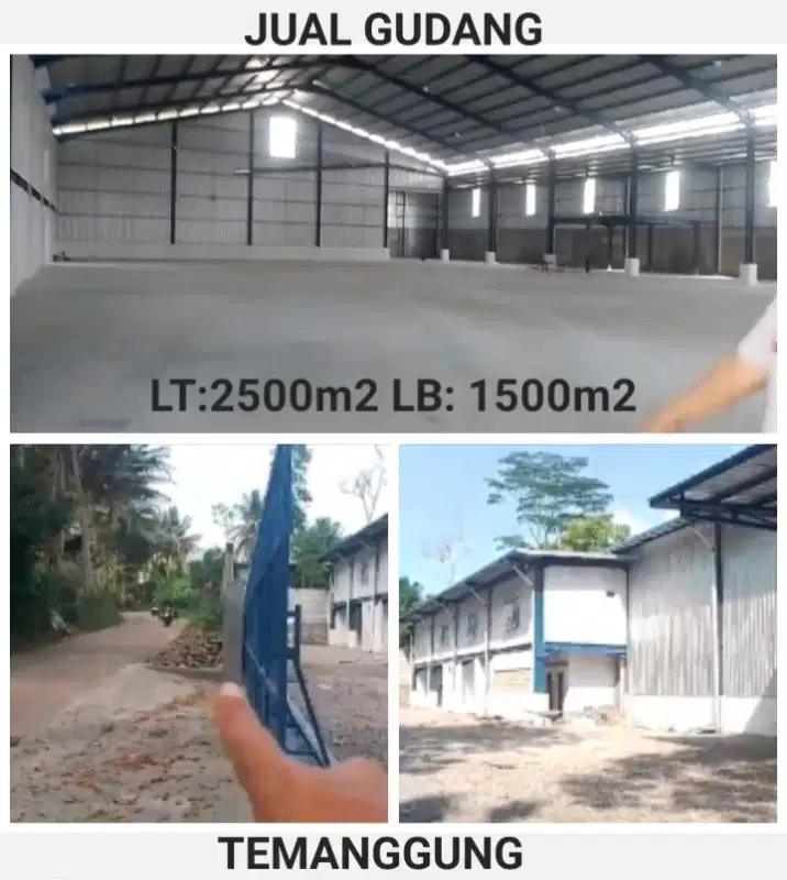 DIJUAL GUDANG TEMANGGUNG LUAS 2.500M2/1.500M2