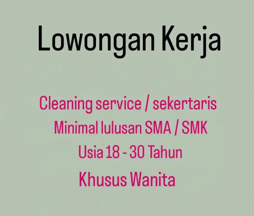 Lowongan khusus wanita