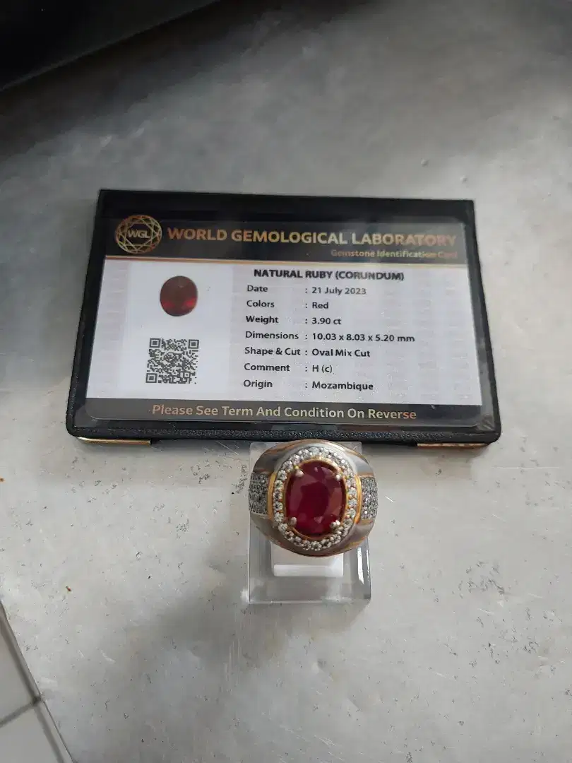 Batu permata natural ruby (bermemo) ring perak size jari 8
