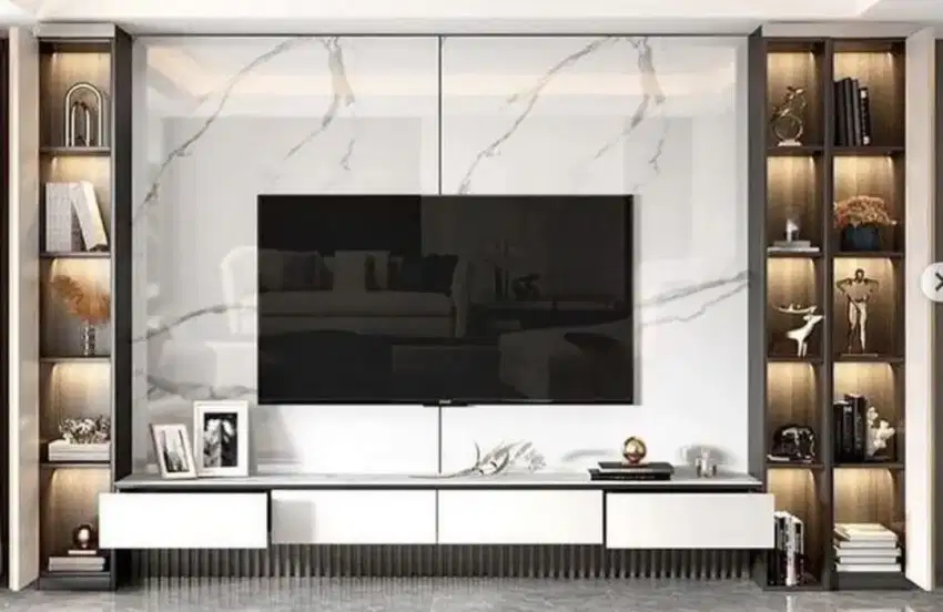 Backdrop tv , cabinet , Kitchen set