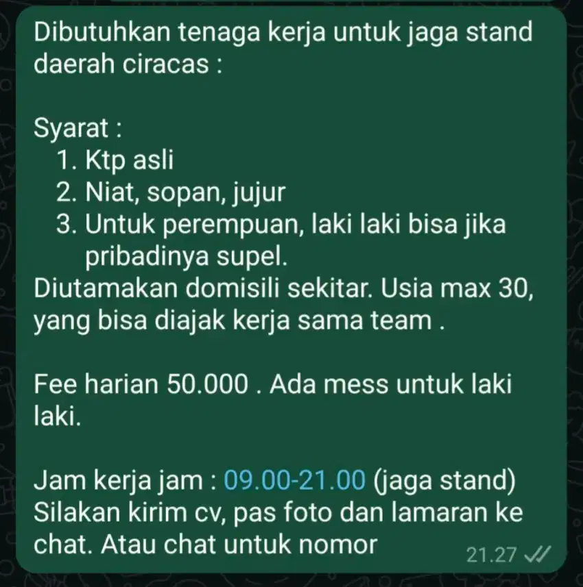 Loker jaga stand kue