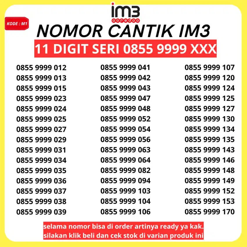 IM3 INDOSAT OOREDOO NOMOR CANTIK KARTU PERDANA IM3 NOMER CANTIK IM3