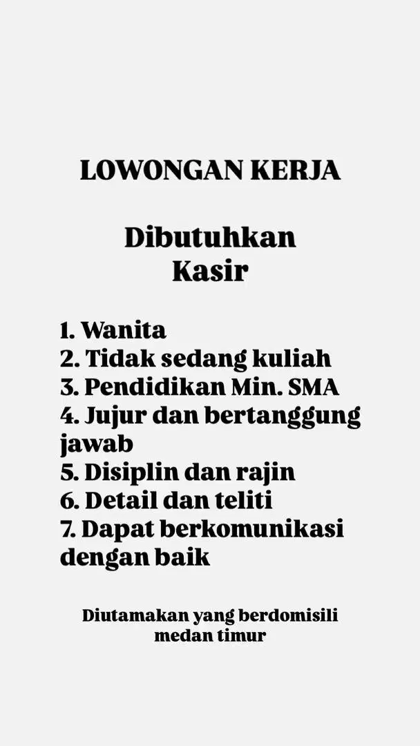 Lowongan kerja kasir