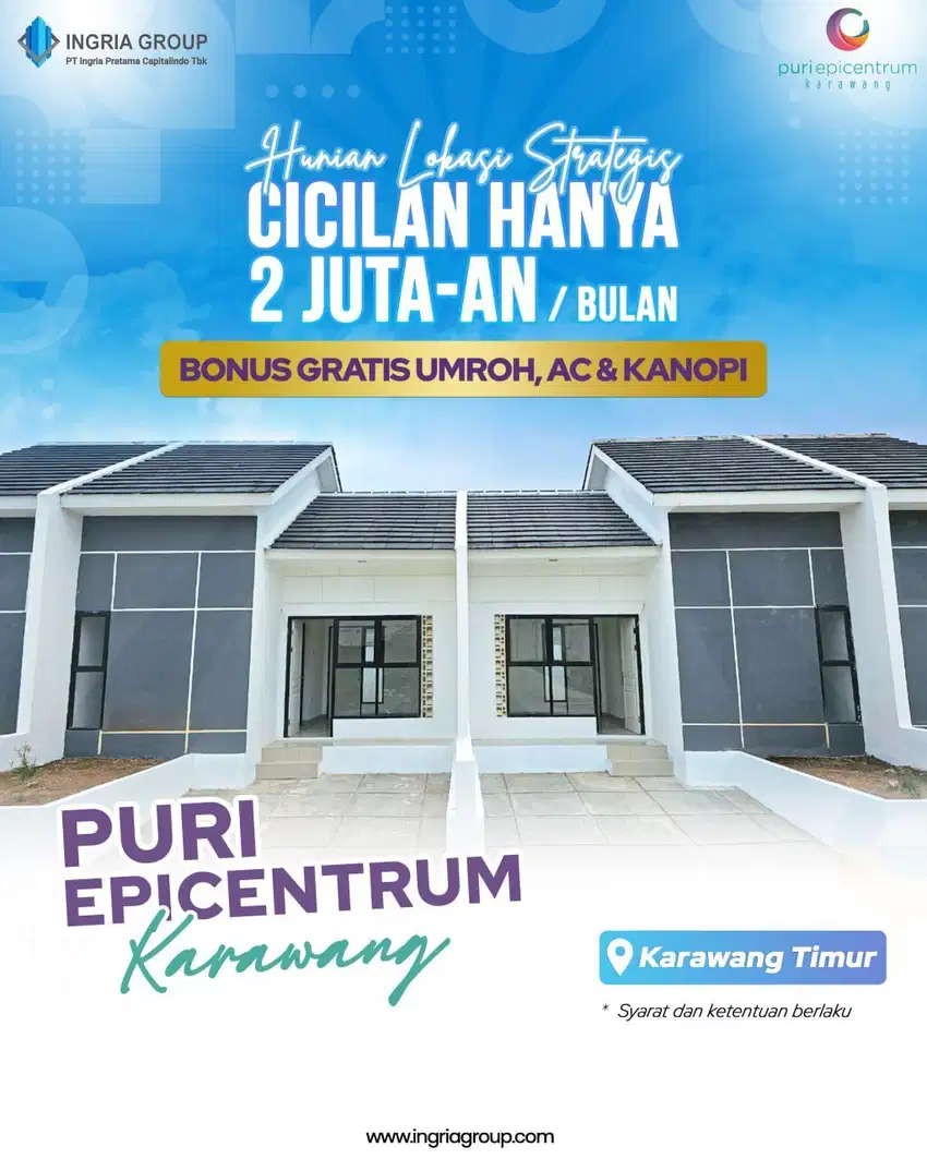 DIJUAL CEPAT RUMAH MEWAH DKT EXIT TOL KARAWANG TIMUR HANYA 300 JUTAAN