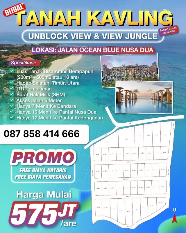 DIJUAL TANAH 200M2 OCEAN VIEW FULL