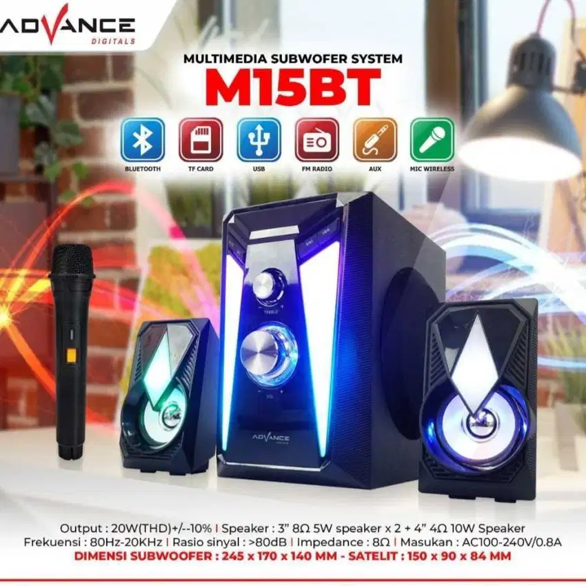 SPEAKER ADVANCE M15BT MULTIMEDIA SPEAKER BLUETOOTH SUBWOFER PLUS MICRO