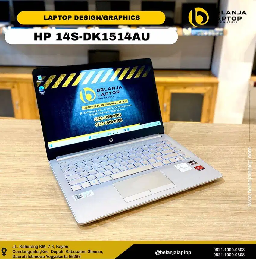 Laptop hp 14s-DK1514AU/ Ryzen 3-3250/8GB/512GB/TERMURAH!!!