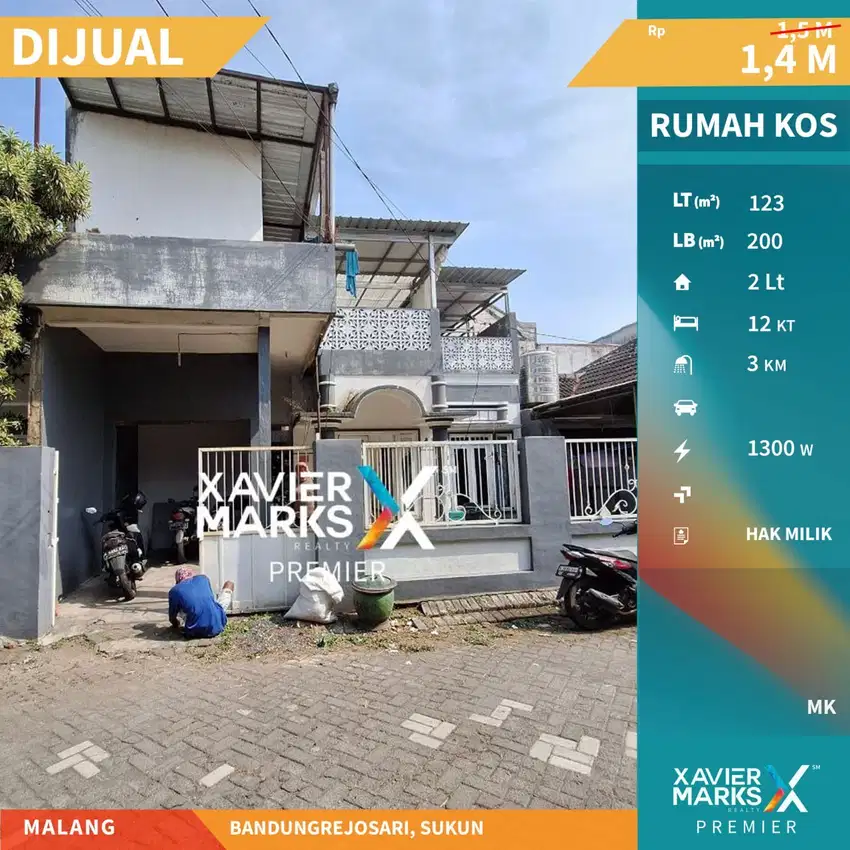 Dijual Rumah Kos Aktif di Bandungrejosari Sukun Malang