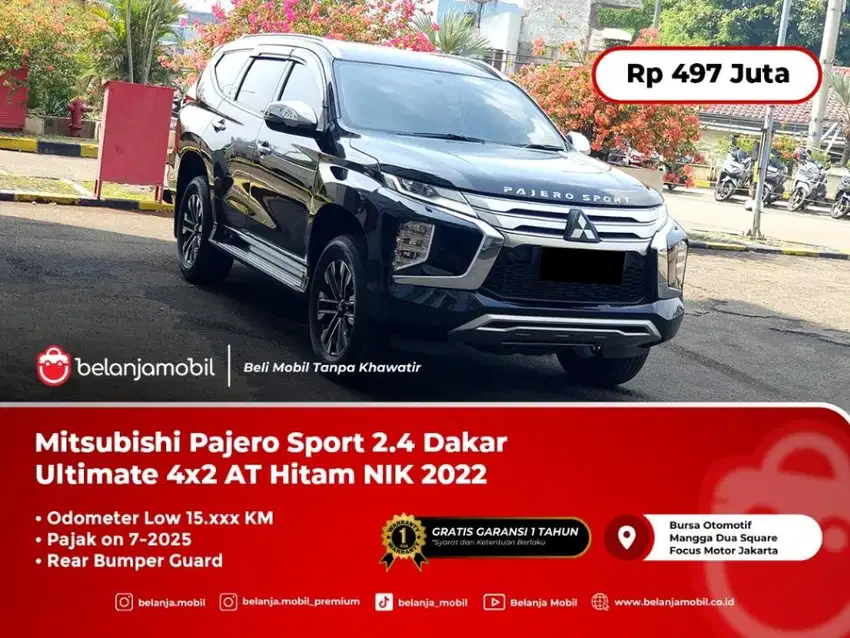 [KM 15K] Mitsubishi Pajero Sport 2.4 Dakar Ultimate AT Hitam 2022/2023