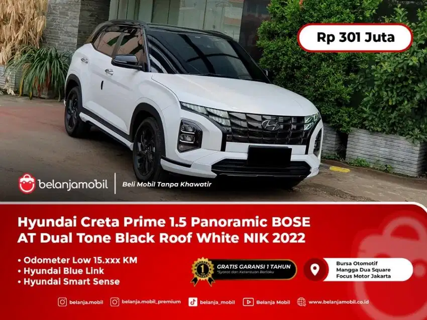 [ LOW KM ] Hyundai Creta Prime 1.5 BOSE AT Dual Tone White 2022/2023