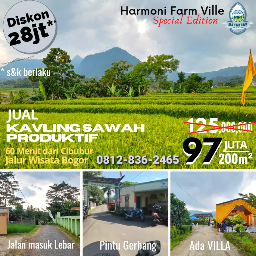 Kavling Sawah Produktif View Indah Jalur Wisata Bogor