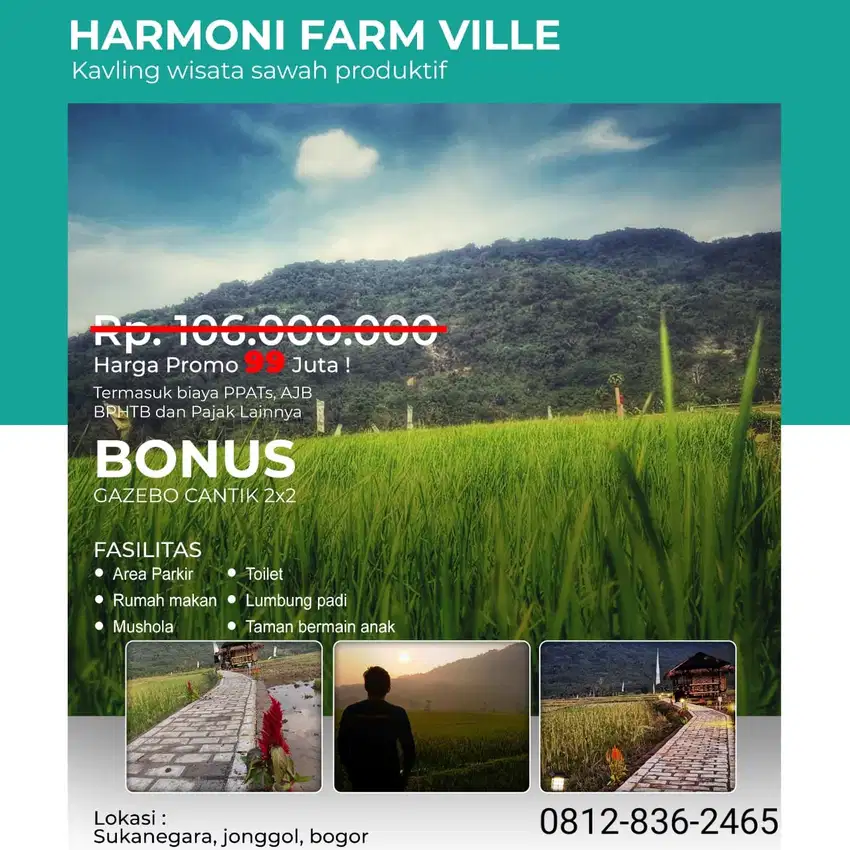 Kavling Sawah Murah Aset Produktif View Indah Dekat Wisata Harmoni