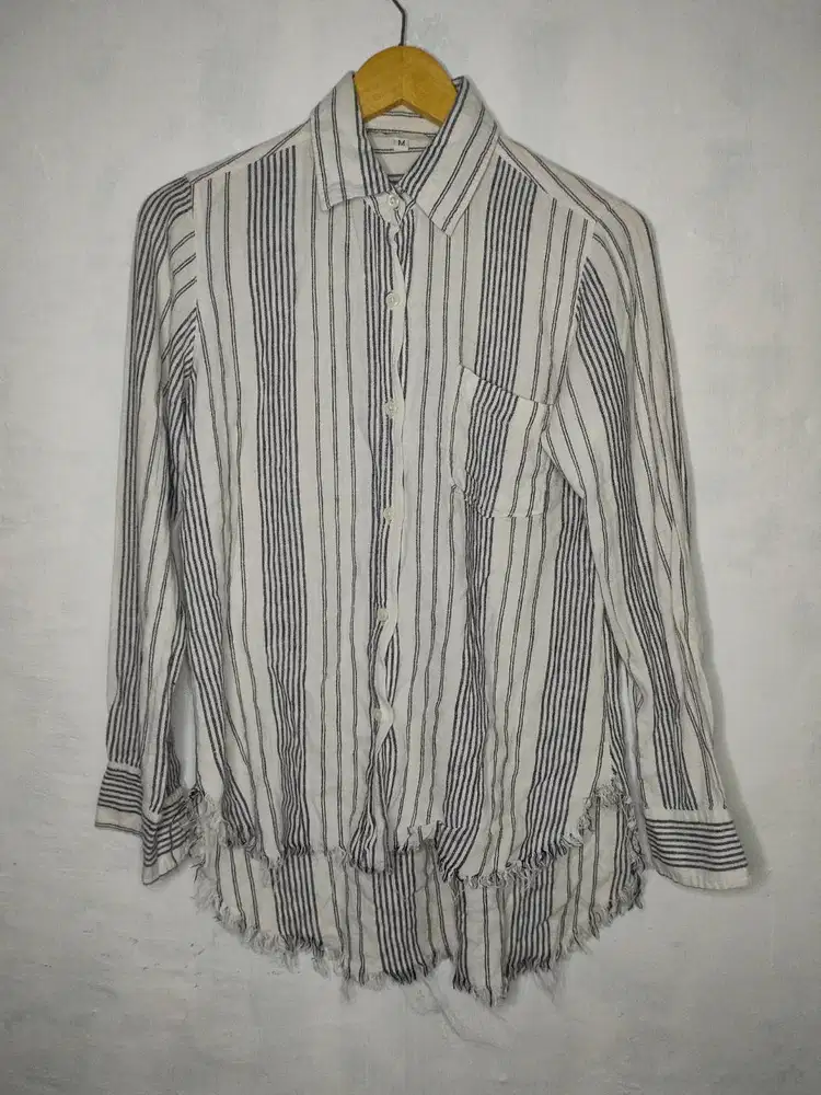 Baju Kemeja Wanita Flanel Motif Garis Brand H&M Original