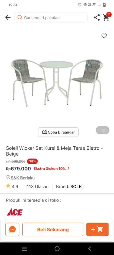 Set Kursi dan Meja Teras
