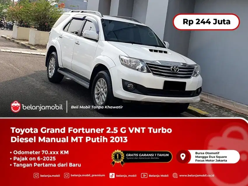 [ WARRANTY ] Toyota Grand Fortuner 2.5 G VNT Diesel MT Putih 2013/2014