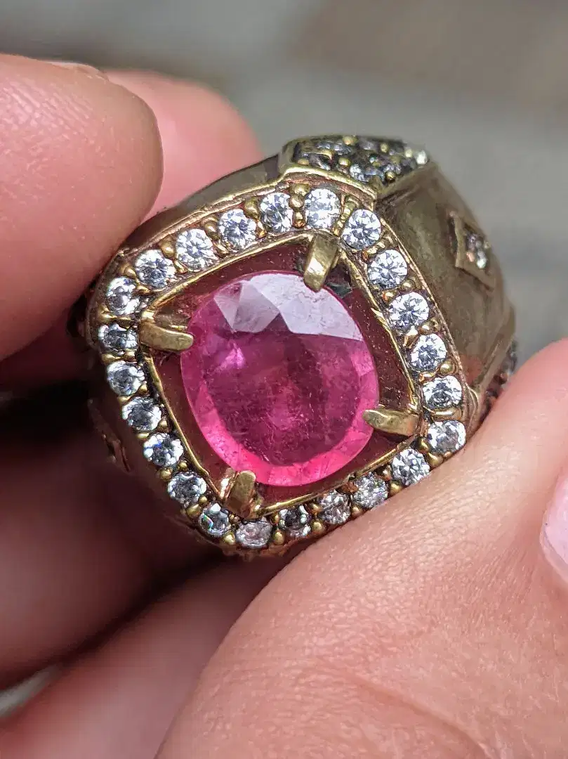 Batu Ruby red kristal 2.95 carat ring Kuningan micro memo CGL