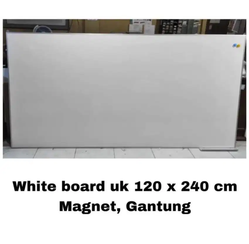 Papan Tulis Uk 120 x 240 cm Gantung Magnet White board New