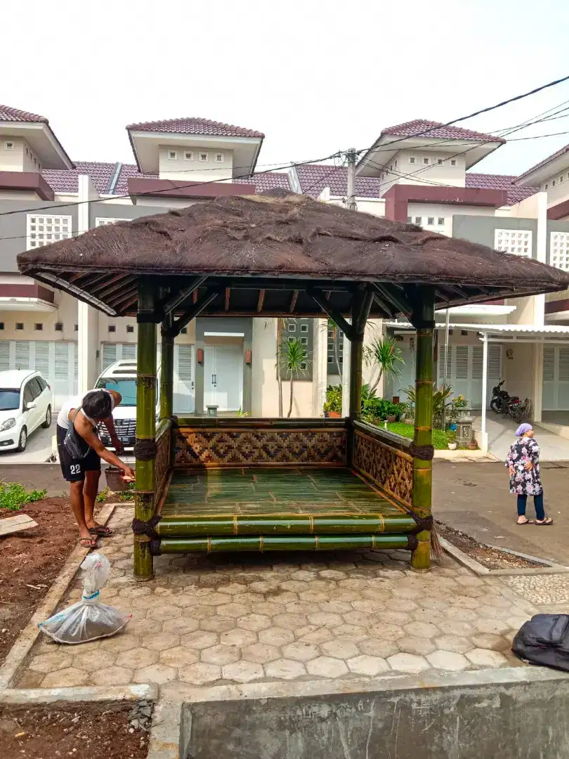 Gazebo Bambu Saung Bambu Lesehan