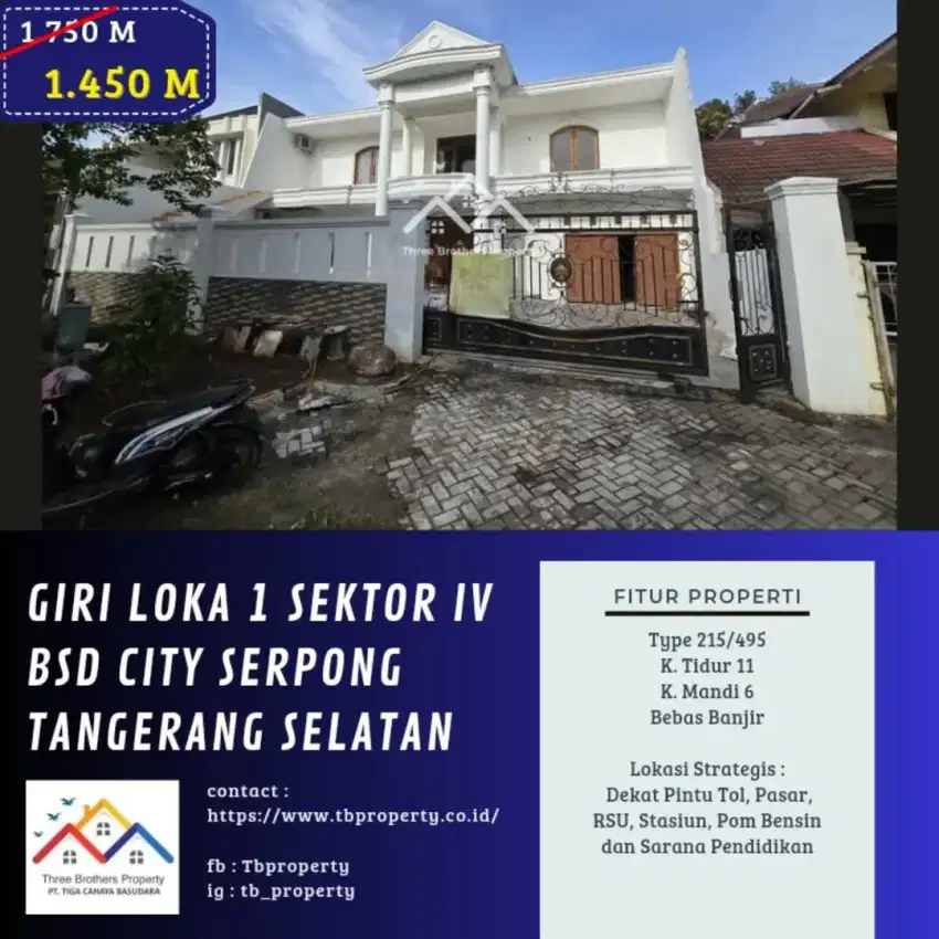 DIJUAL RUMAH DI GIRI LOKA 1 BSD SERPONG TANGERANG SELATAN - VIA CESSIE