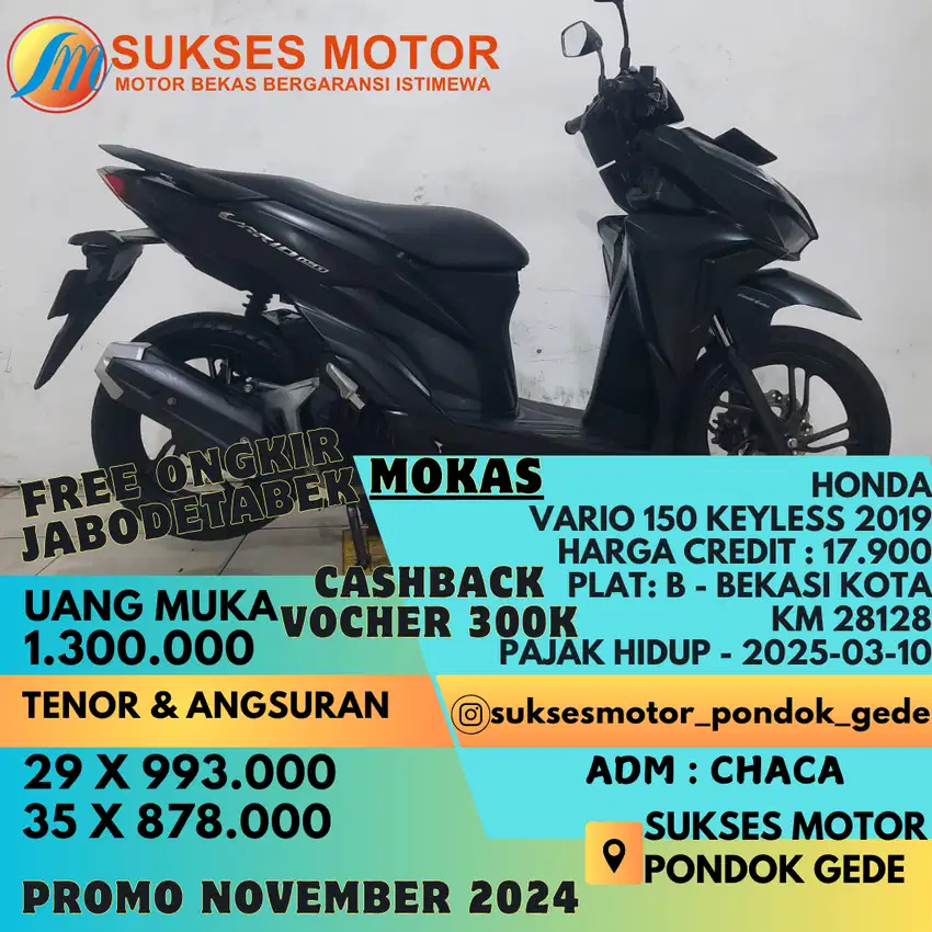 PAKAI LIMIT KREDIVO BISA DIBANTU VARIO 150 KEYLESS 2019 PLAT BEKASI KO