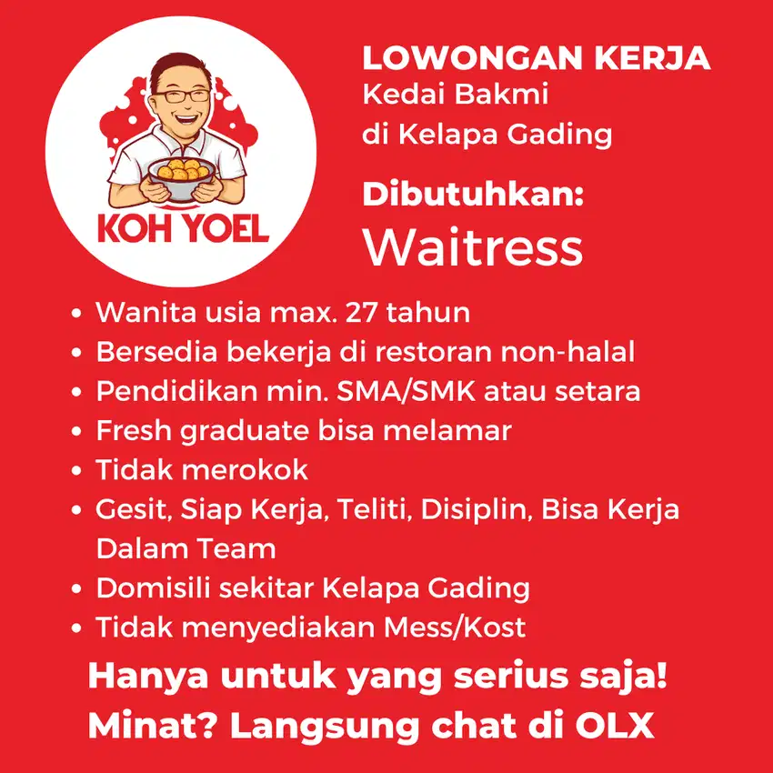 Waiter / Pelayan Restoran Wanita