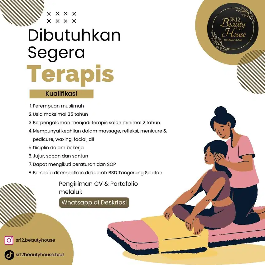 Dibutuhkan Segera Terapis Muslimah Pengalaman/Tidak Pengalaman