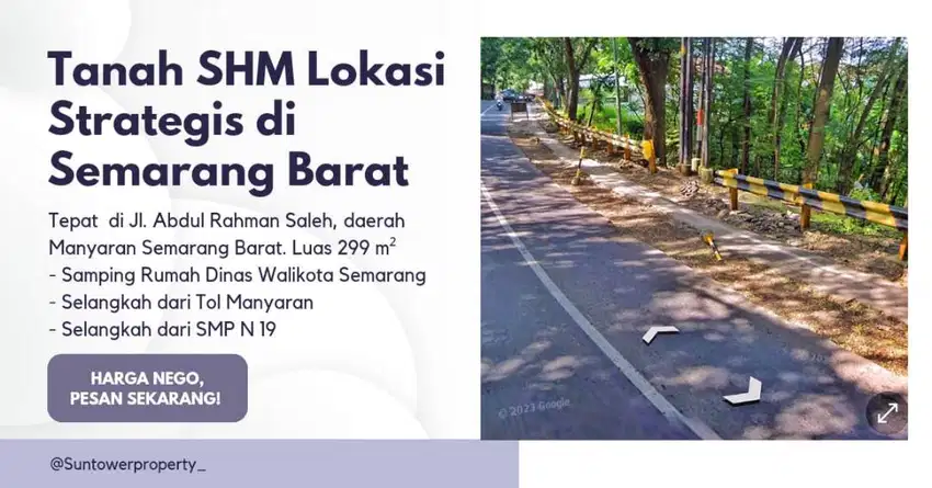 DIJUAL TANAH MURAH LOKASI PINGGIR JALAN RAYA ABDURAHMAN SALEH MANYARAN