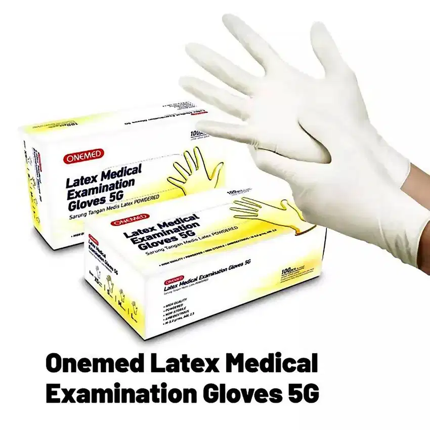 241204D Sarung Tangan Medis OneMed Latex Medical Examination Gloves Po