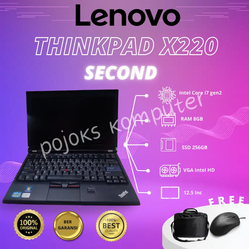 LAPTOP (LENOVO THINKPAD X220) CORE i7 GEN2 8GB SSD 256GB SECOND NB