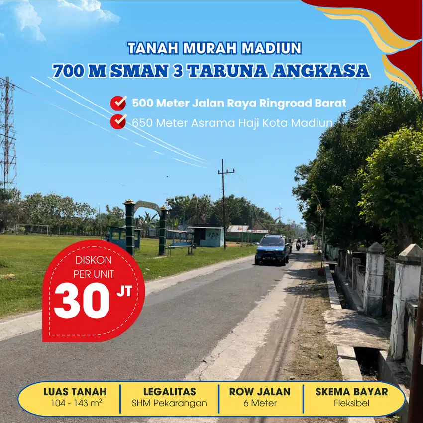 Tanah Murah Madiun Jiwan, Dekat Jalan Raya Ringroad Barat