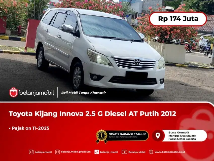 [ WARRANTY ] Toyota Kijang Innova 2.5 G Diesel AT Putih 2012/2013