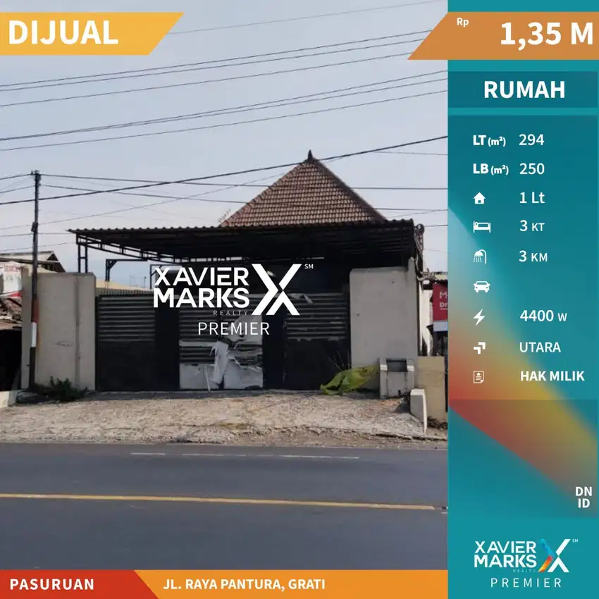 Rumah Lokasi Strategis Di Jalan Raya Pantura Grati Pasuruan(OLX359)