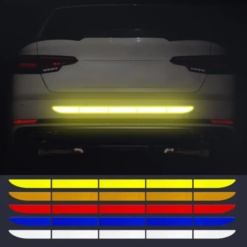 Car Reflective Sticker Warning Strip Tape Traceless Protective Trunk