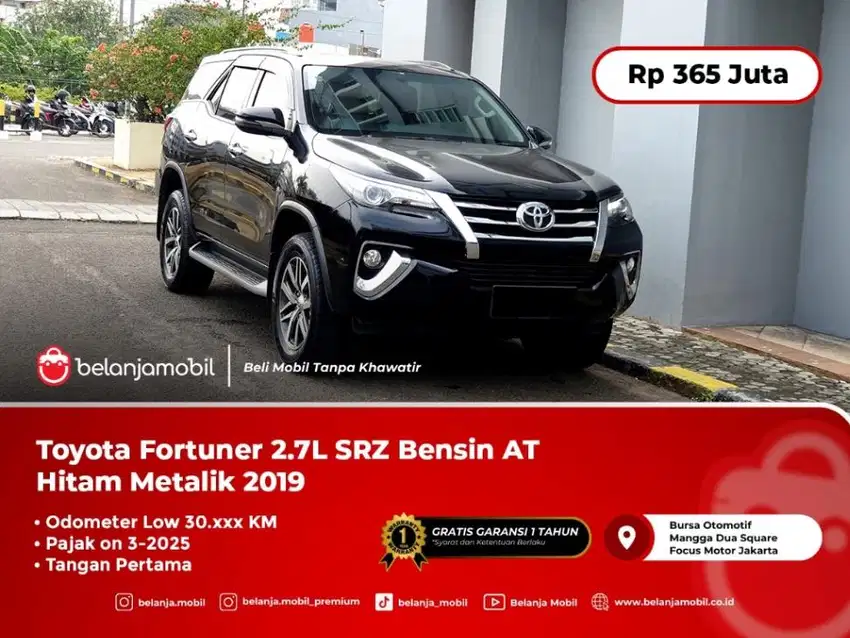 [ LOW KM ] Toyota Fortuner 2.7L SRZ Bensin AT Hitam Metalik 2019/2020