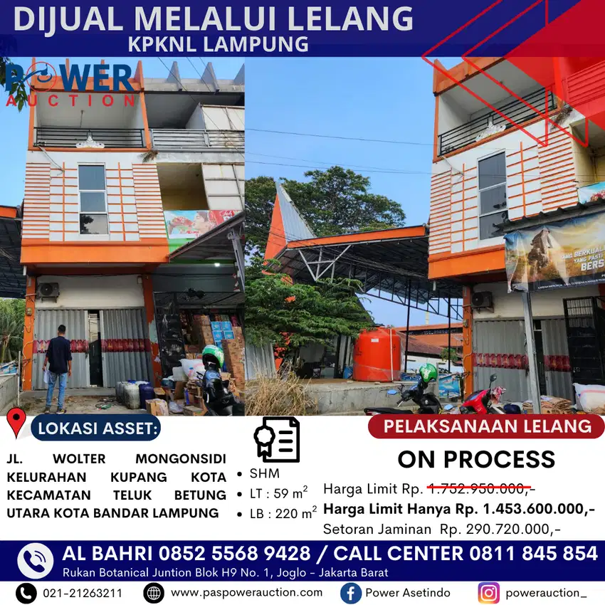 DIJUAL RUKO MELALUI LELANG LAMPUNG‼️