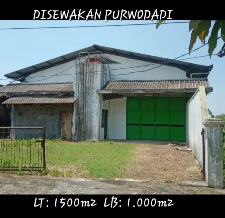 DISEWAKAN GUDANG + TANAH PURWODADI