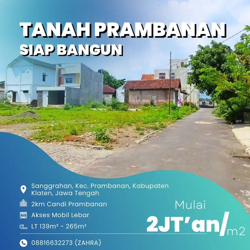 Tanah murah dijual, Dekat Candi Prambanan, siap bangun