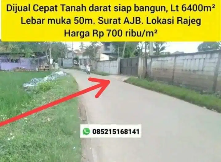 Dijual Murah Tanah darat sudah di tembok keliling di Rajeg Tangerang