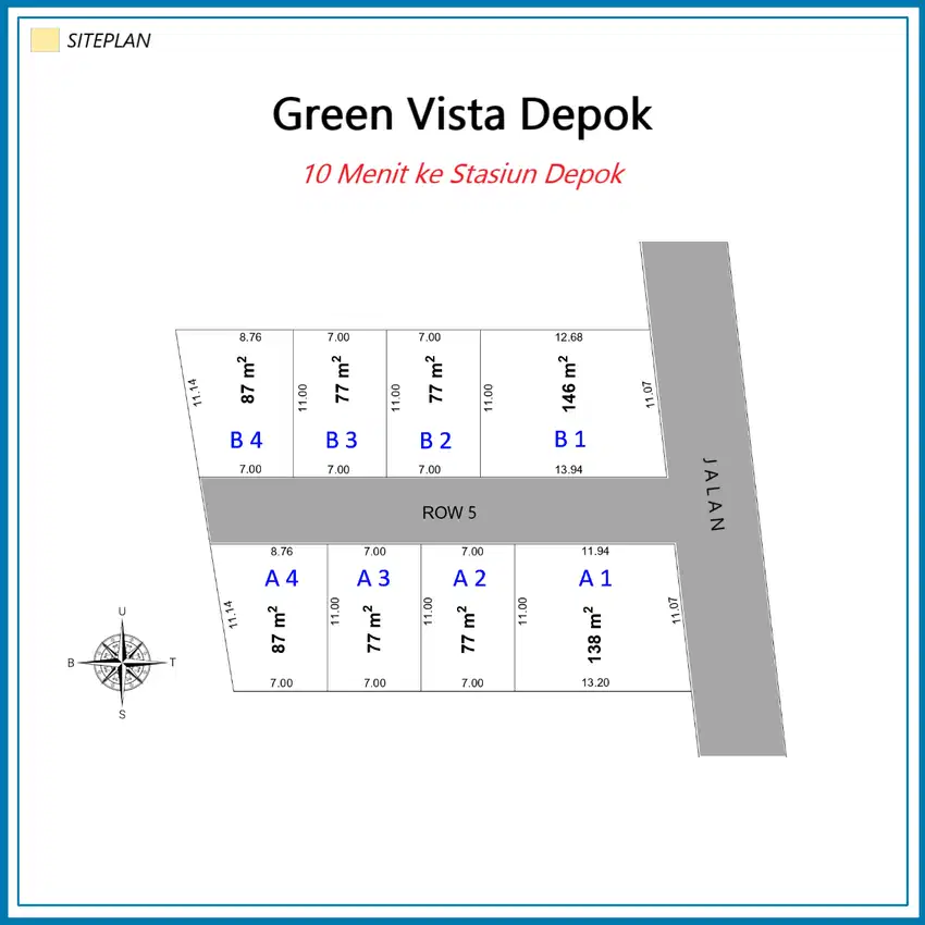 Jual Tanah Kavling Dekat Stasiun Depok, Legalitas SHM: Bisa Cicil 12x