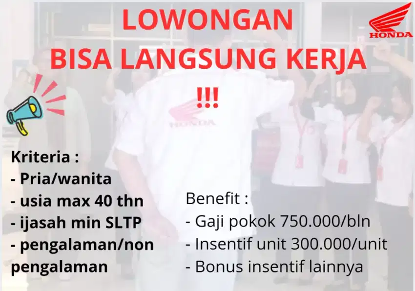 Lowongan marketing (langsung kerja)