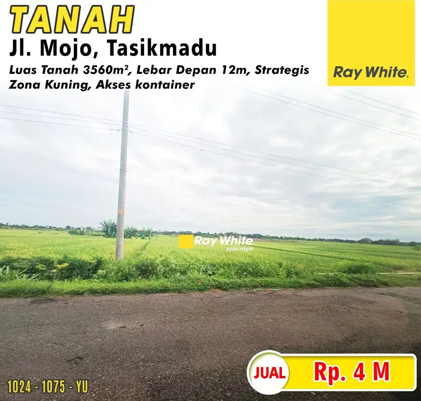 Dijual tanah Luas Zona Kuning di Jl. Mojo Tasikmadu, Karanganyar