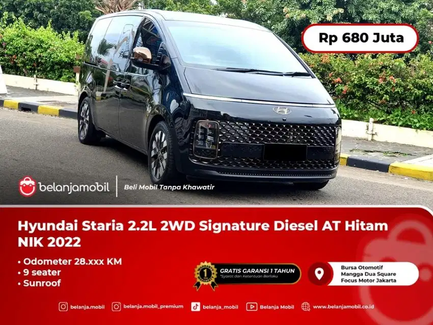 [ 9 SEATER ] Hyundai Staria 2.2L Signature Diesel AT Hitam 2022/2023