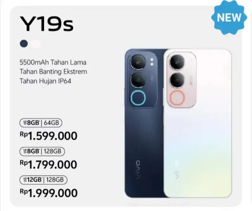 Vivo Y19s 4/64GB -TAHAN BANTING! -GARANSI RESMI