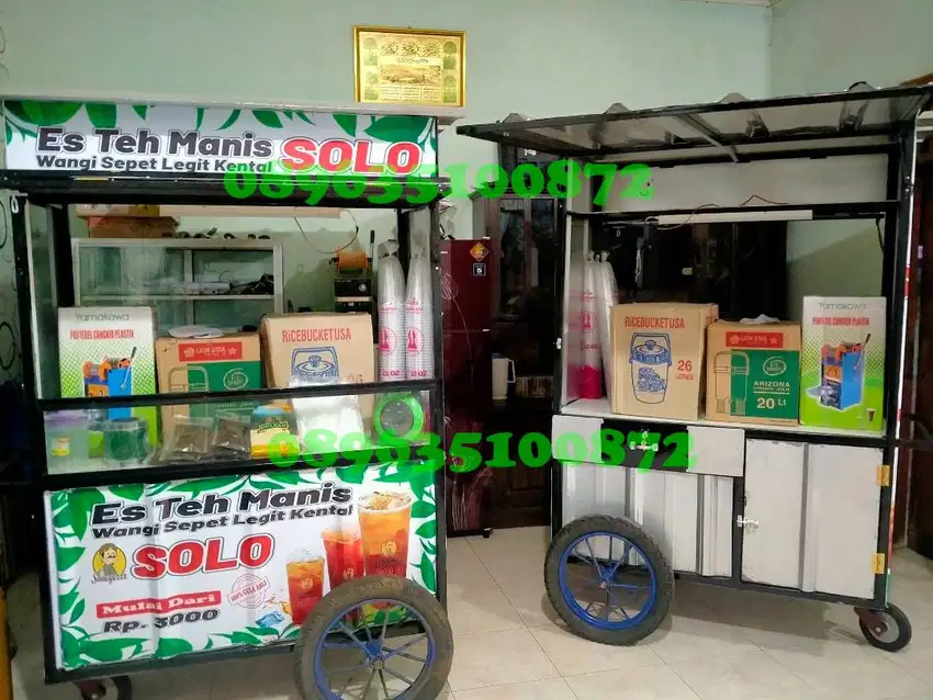 Usaha Es Teh Solo Gerobak Dorong Full Kanopi